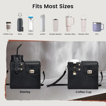 Outdoor Portable Crossbody Water Cup Purse Bag Water Bottle Carrier Bag with Phone Pocket Tumbler Carrier with Strap
