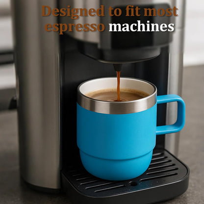 Zenbo 8 oz Stackable Espresso/Coffee Cups with Magnetic Lid, Ceramic-Lined 18/8 Stainless Steel Mini Tumblers, Double-Wall Vacuum Insulated & Dishwasher Safe for Travel & Office (Sage Green-2 Pack)