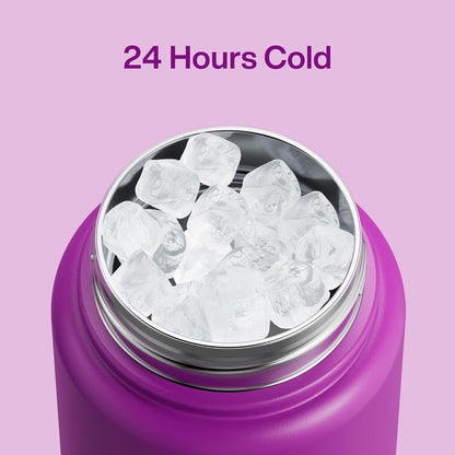 ENCOOL Insulated Water Bottle with Straw Stainless Steel Water Bottle, Leak-Proof, BPA-Free, Double Wall Vacuum Keeps Cold for 24 Hours for Sports, Travel, School (26 oz, Cotton Candy) - Colors D