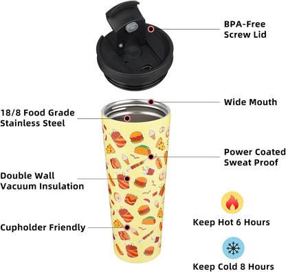 BJPKPK 22oz Insulated Tumbler With lid And Straw Stainless Steel Tumblers Travel Coffee Mug Reusable Thermal Cup,Sky