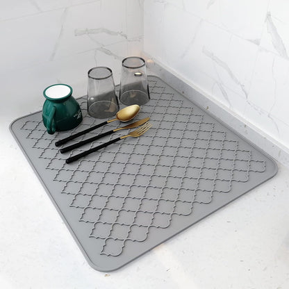 AMOAMI-Dish Drying Mats for Kitchen Counter-Silicone Dish Drying Mat-Kitchen Dish Drying Pad Heat Resistant Mat-Kitchen Gadgets Kitchen Accessories Kitchen Small Appliances(12" x 16", BLACK)