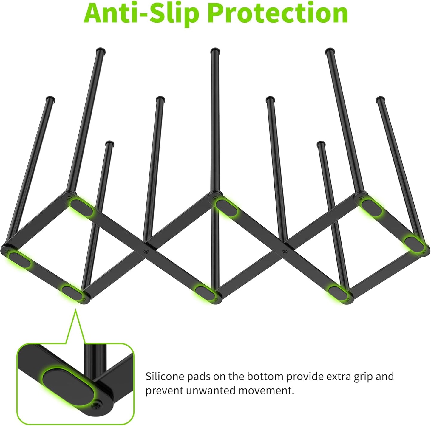 Collapsible Bottle Drying Rack, Foldable Baby Bottle Drying Rack, Portable Drainer Stand Holder for Water Bottles, Cup, Reusable Silicone Bag, Cutting Board (Black)