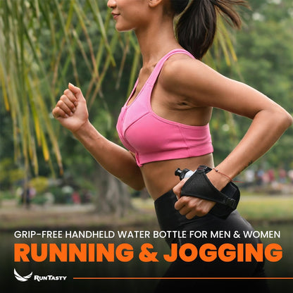 2-in-1 Running Fun: Handheld 12 Oz Water Bottle & Running Belt Add-On. No-Grip Design Straps on Hand & Slides on Belt. Waterproof Pocket for Money, Keys. Maximize Time, Freedom & Health
