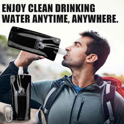 Ancable 33oz (1L) Collapsible Water Bottles, 3-Pack Reusable Travel Foldable Water Bottles for Hiking Camping Running Bike, BPA-Free Water Bottle