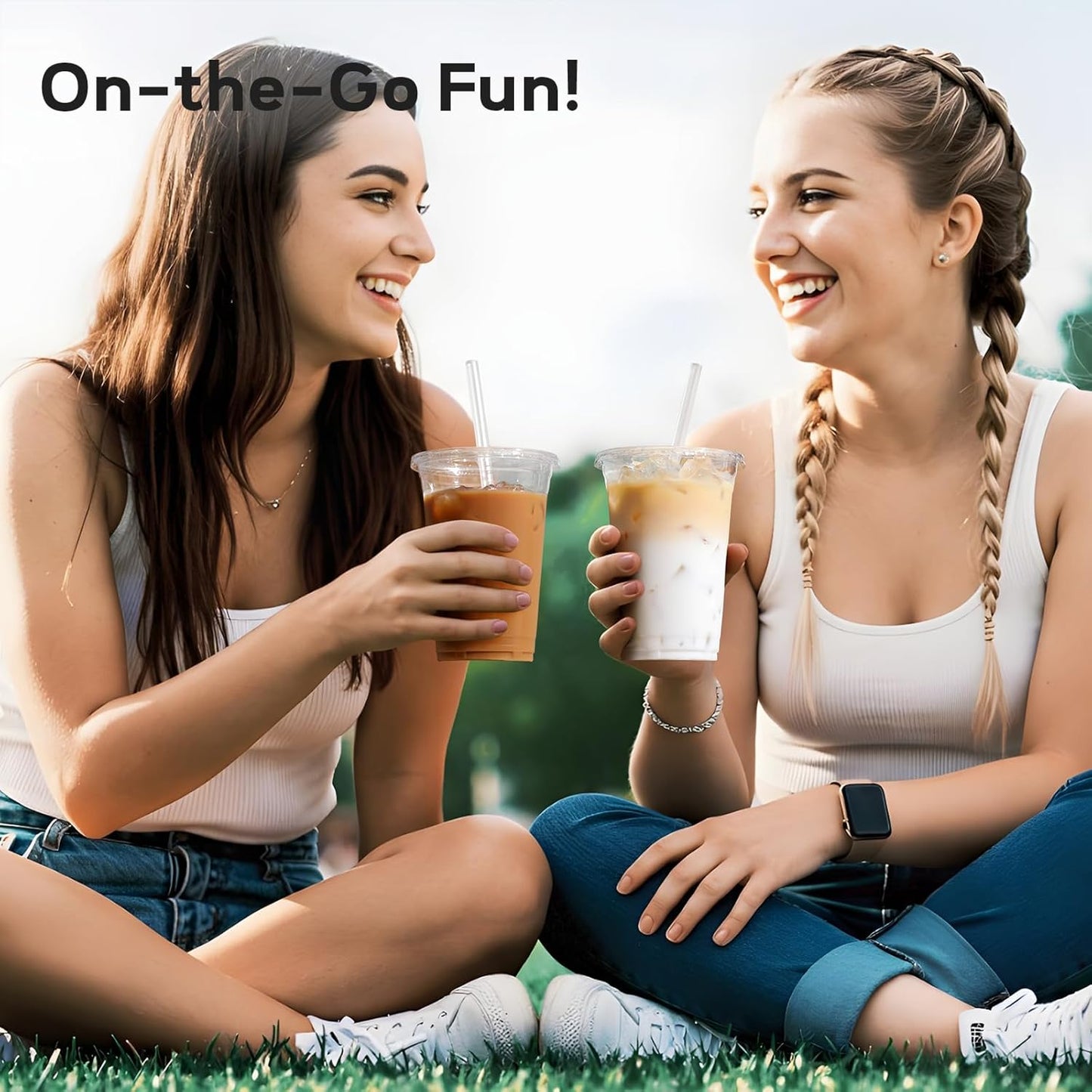 AOZITA 25 Pack - 16 oz Plastic Cups with Lids and Straws, Clear Iced Coffee Cups with Lids, Disposable Cups with Lids for Cold Drinks, Iced Tea, Milkshakes, Smoothies - Durable & BPA Free
