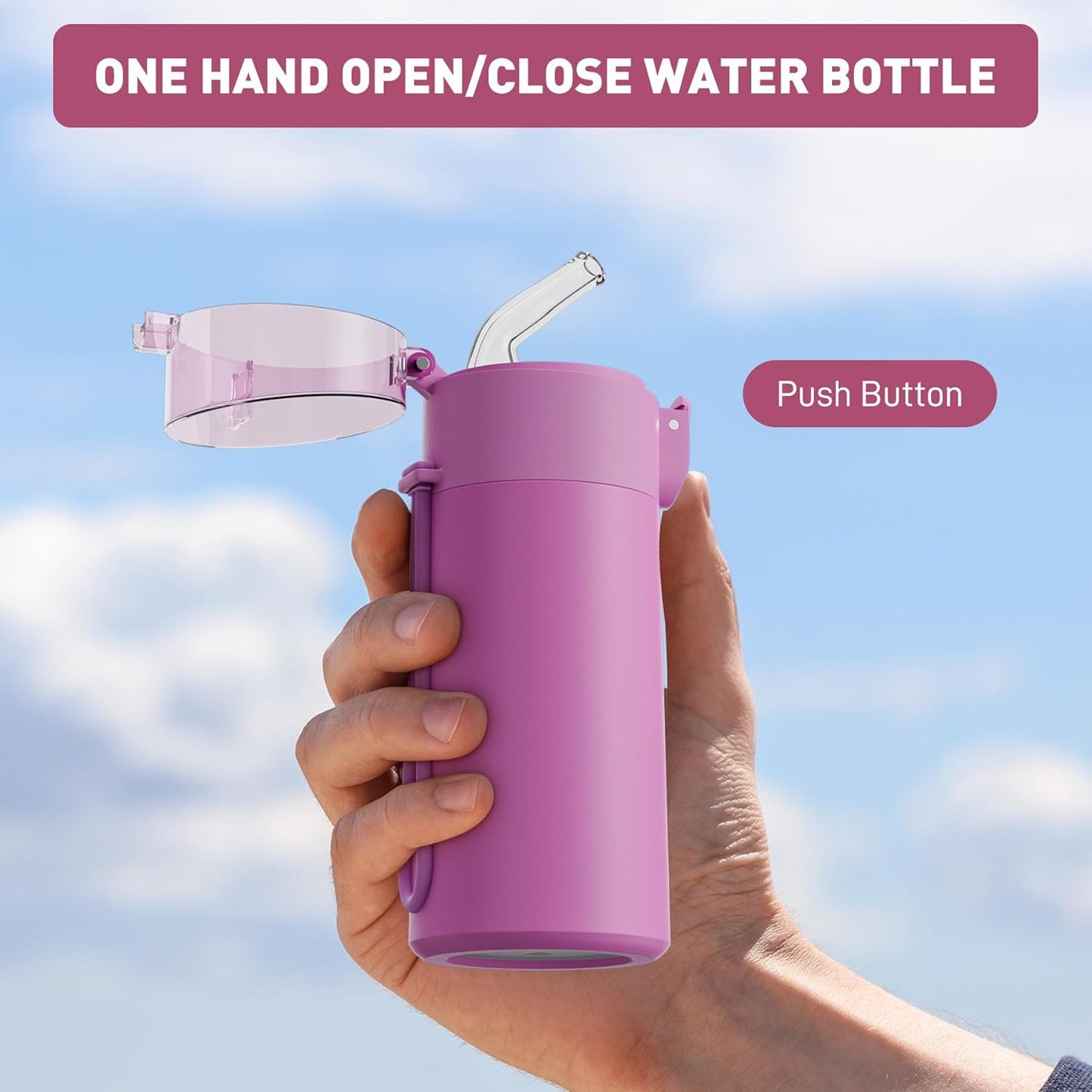 5oz Small Water Bottles with Straw, Mini Water Bottle with One-Hand Open Design, Leak-Proof Locking Lid for Hot&Cold Drinks, Small Travel Water Bottle - 100% Leakproof for School, Travel...(Mint)