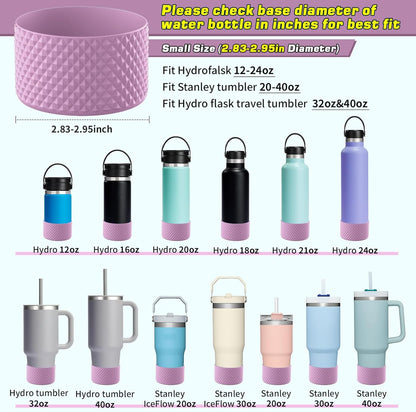 WUQID Water Bottle Boot, Diamond Silicone Boot Compatible with Stanleyy Tumbler 20-40oz & Hydroo Flask Bottle 12oz-24oz, Reduces Dents Sleeve Cover for More Bottles/Tumblers Bottom of 2.83-2.95in
