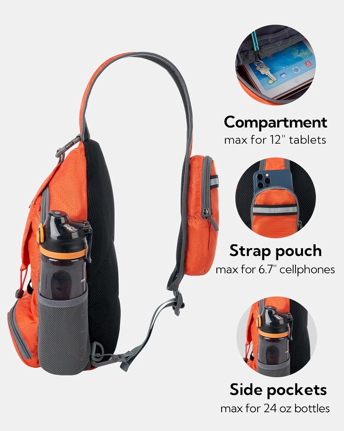 WATERFLY Packable Small Crossbody Sling Backpack Shoulder Chest Bag Daypack for Hiking Traveling