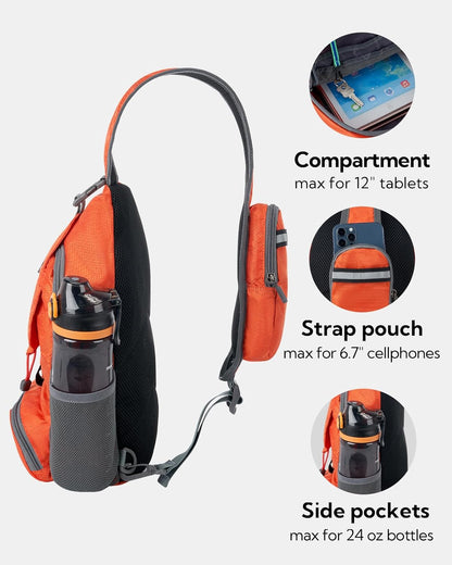 WATERFLY Packable Small Crossbody Sling Backpack Shoulder Chest Bag Daypack for Hiking Traveling