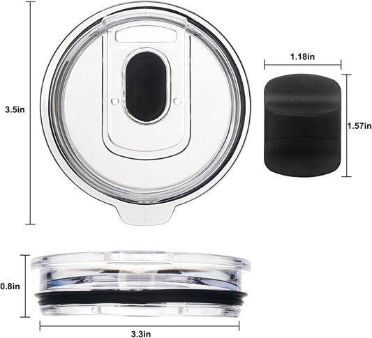 20 oz Tumbler Lid, 2 Pack Replacement Lids Compatible for YETI 20 oz Tumbler 10/24 oz Mug and 10 oz Lowball, Travel Spill Proof Cup Lids Covers with Magnetic Slider Switch, BPA Free