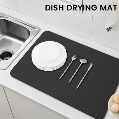 WISELIFE Dish Drying Mat Super Absorbent Drying Mat Large Dish Drying Mats for Kitchen Counter Easy Clean Dish Mat Kitchen Drying Mat15"x 18" Stylish Grey