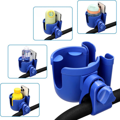 Accmor Stroller Cup Holder with Phone Holder, Bike Cup Holder, Universal Cup Holder for Uppababy Nuna Doona Strollers, 2-in-1 Cup Holder for Walker, Wheelchair, Scooter - Colors B