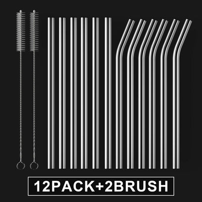 HeykirHome 4-Pack Reusable Glass Straw, Size 8.5''x10 MM,Including 2 Straight and 2 Bent with 2 Cleaning Brush- Perfect For Smoothies, Tea, Juice