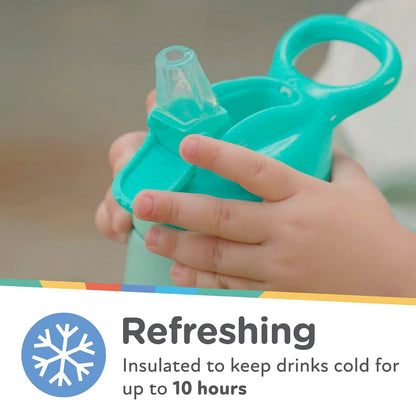 Nuby Thirsty Kids No Spill Flip-It Reflex Stainless Steel Travel Cup or Water Bottle - 10 Oz - 18+ Months - Blue - Back to School Essentials