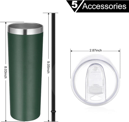 VEGOND Stainless Steel Skinny Tumbler, 20 oz Vacuum Insulated Tumbler with Lid and Straw, Double Wall Coffee Cup, Travel Mug for Cold Hot Drinks, Light Pink 1 Pack