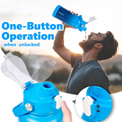 Insulated Water Bottle with Lid & Boot & Stickers, 24 oz Stainless Steel Sweat Free Bottle Keep Cold 24H, BPA-Free Sports Wide Mouth Water Bottle, BlueBlack