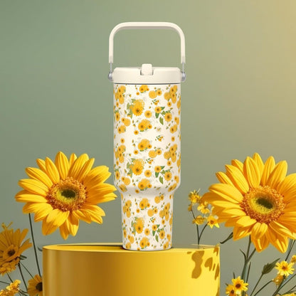40 oz Insulated Tumbler with Top Handle and Flip Straw, Vacuum Insulated Stainless Steel Cup with Leak-Proof Lid, Sweat-Free, Fits Cup Holder, Keeps Ice Cold up to 30 Hours