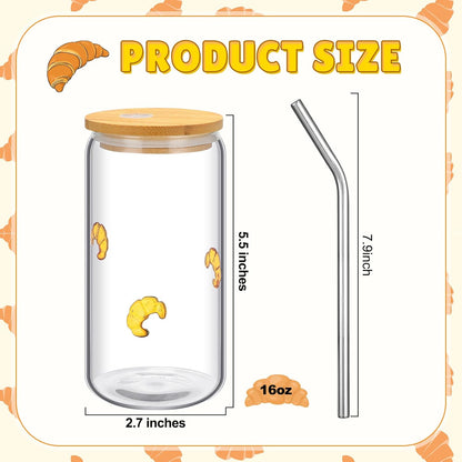 Honeydak 2 Pcs Icon Juice Glass Tumbler with Lid & Straw - 18 oz Cloud and Sun Icon Can Shape Glass Cups Coffee Juice Beer Soda Drinking Cup for Summer Halloween Christmas Party Supplies Gift