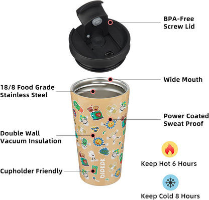 BJPKPK 22oz Insulated Tumbler With lid And Straw Stainless Steel Tumblers Travel Coffee Mug Reusable Thermal Cup,Sky