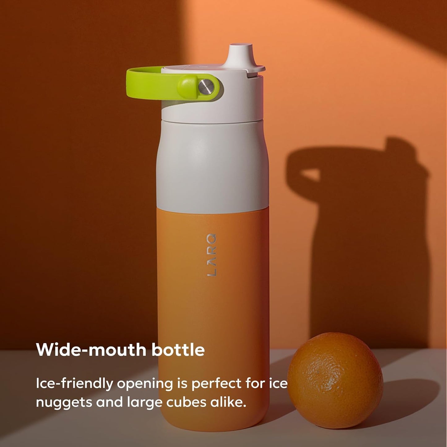 LARQ Swig Top — Insulated Stainless Steel Water Bottle with Straw, Detachable Silicone Handle, Vacuum 24h Cold, BPA-Free Metal Bottle for Gym, Travel, Office, Wide Mouth for Ice — 23 oz, Mojave Dune