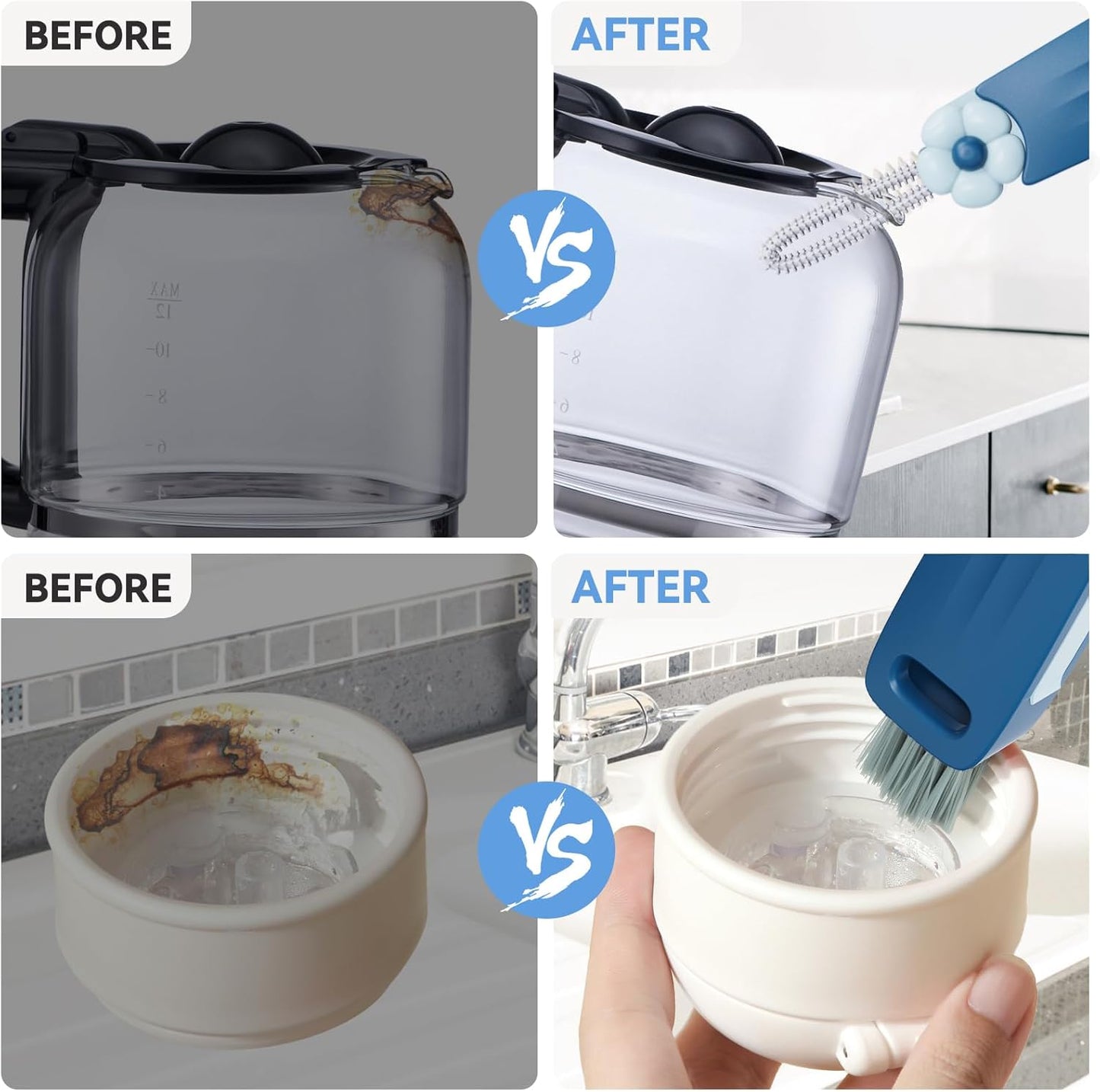 3 in 1 Cup Lid Gap Cleaning Brush Set, Multifunctional Bottle Cleaning Brush, Cup Lid Gap Cleaner, Home Kitchen Crevice Brush Tools(Multicolor)