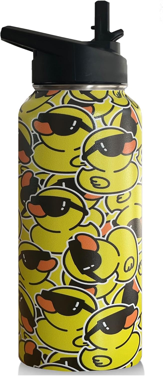 32oz Pickleball Water Bottle Insulated Vacuum Stainless Steel Tumbler Travel Mugs With Straw for Game Sport,Pickleball Accessories