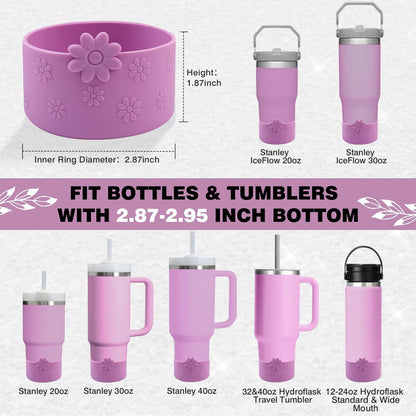 Hpbel Protective Silicone Boot for Stanley Cup Accessories Compatible with Stanley Cup Boot 40/30z and More Bottles with 2.95in Bottom for Water Bottle Flower Tumbler Accessories