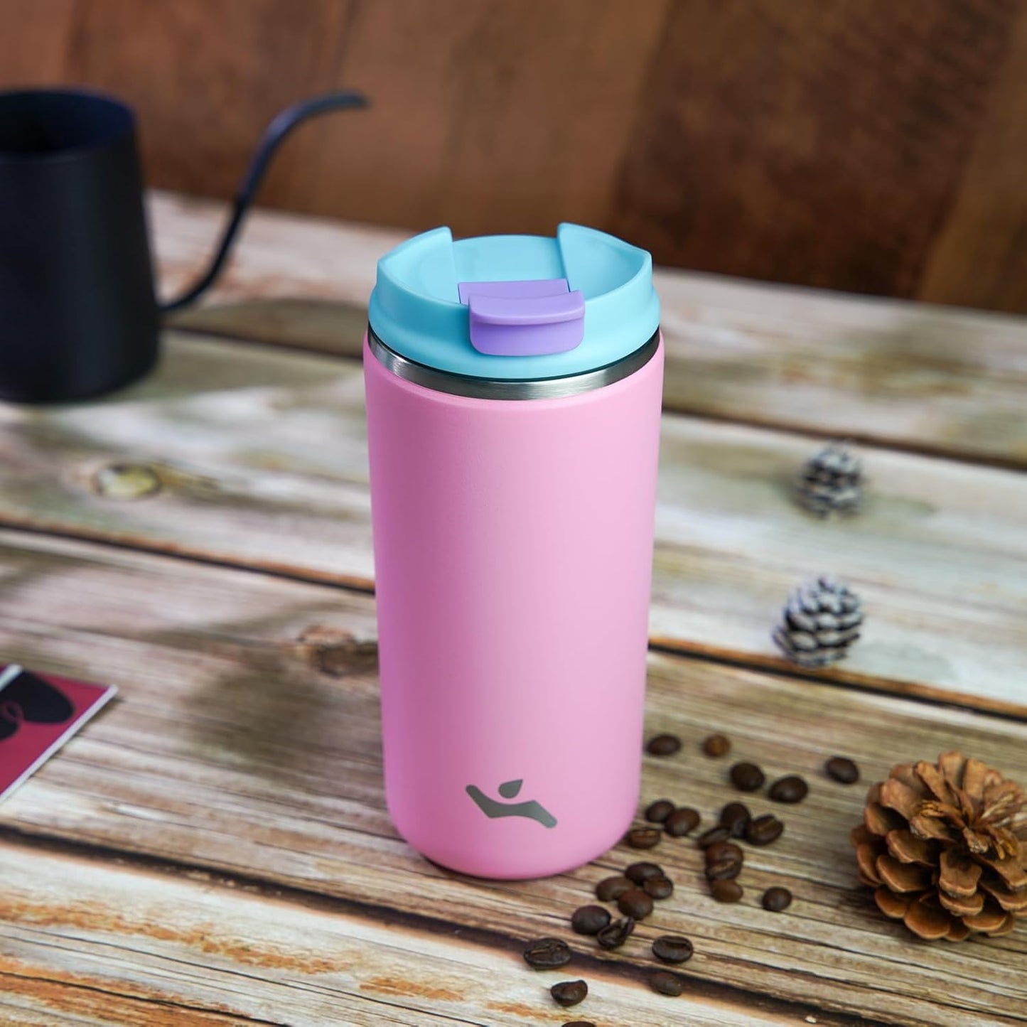 Konokyo Tumbler with Lid, 16 oz Travel Coffee Mug Double Wall Vacuum Stainless Steel Thermal Metal Cup Insulated Water Bottle,Navy Blue