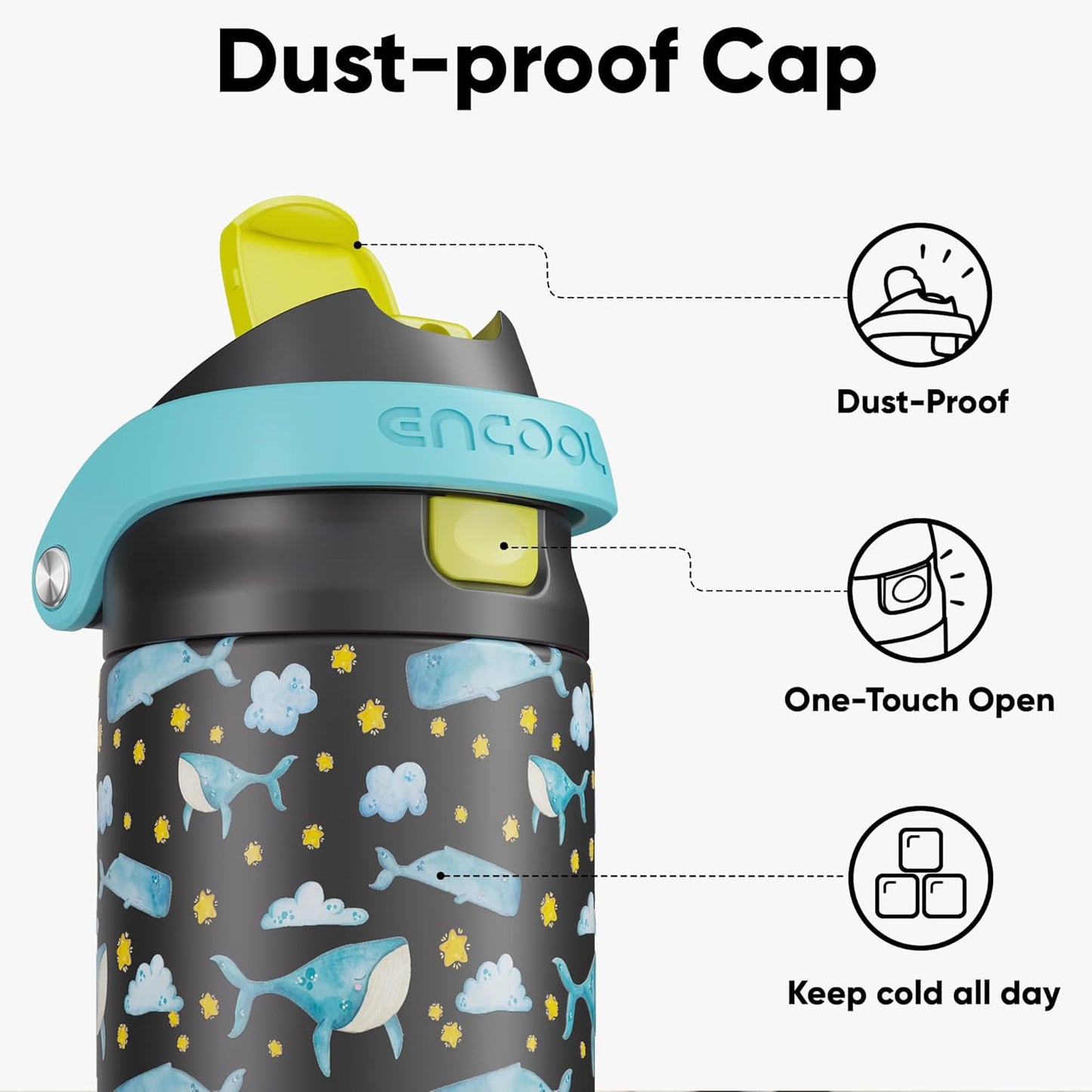 ENCOOL Leakproof Insulated Water Bottle with Straw Dual-Sip Water Bottle Bag-Safe Design for Work, Commute & Gym – Keeps Drinks Cold All Day, 24 oz, Lemonade Pink - Colors A