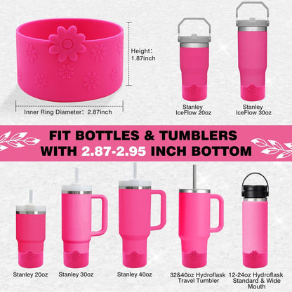 Hpbel Protective Silicone Boot for Stanley Cup Accessories Compatible with Stanley Cup Boot 40/30z and More Bottles with 2.95in Bottom for Water Bottle Flower Tumbler Accessories