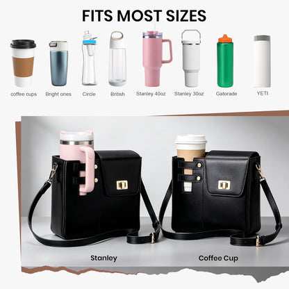 Stanley Purse Cup Holder for 40oz - Portable Crossbody Tumbler Bag with Strap, Water Bottle Carrier for Outdoor Travel