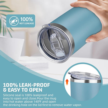 20 oz Tumbler with Lids and Straws, Stainless Steel Insulated Travel Coffee Mug, Double Wall Vacuum Insulated Tumblers, Powder Coated Coffee Tumbler for Cold & Hot Drinks (Light Purple)