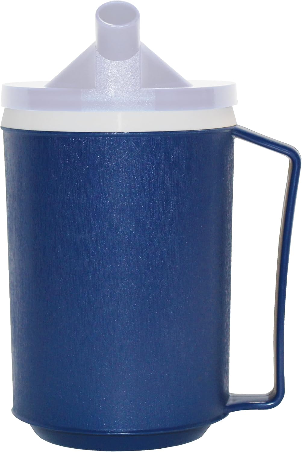 Rehabilitation Advantage Insulated Blue Mug 2-Pack – 12 oz Adaptive Mugs with Easy-Grip Handles, Spill-Resistant Snorkel Lids, Durable Lightweight Plastic for Hot/Cold Drinks & Limited Hand Strength