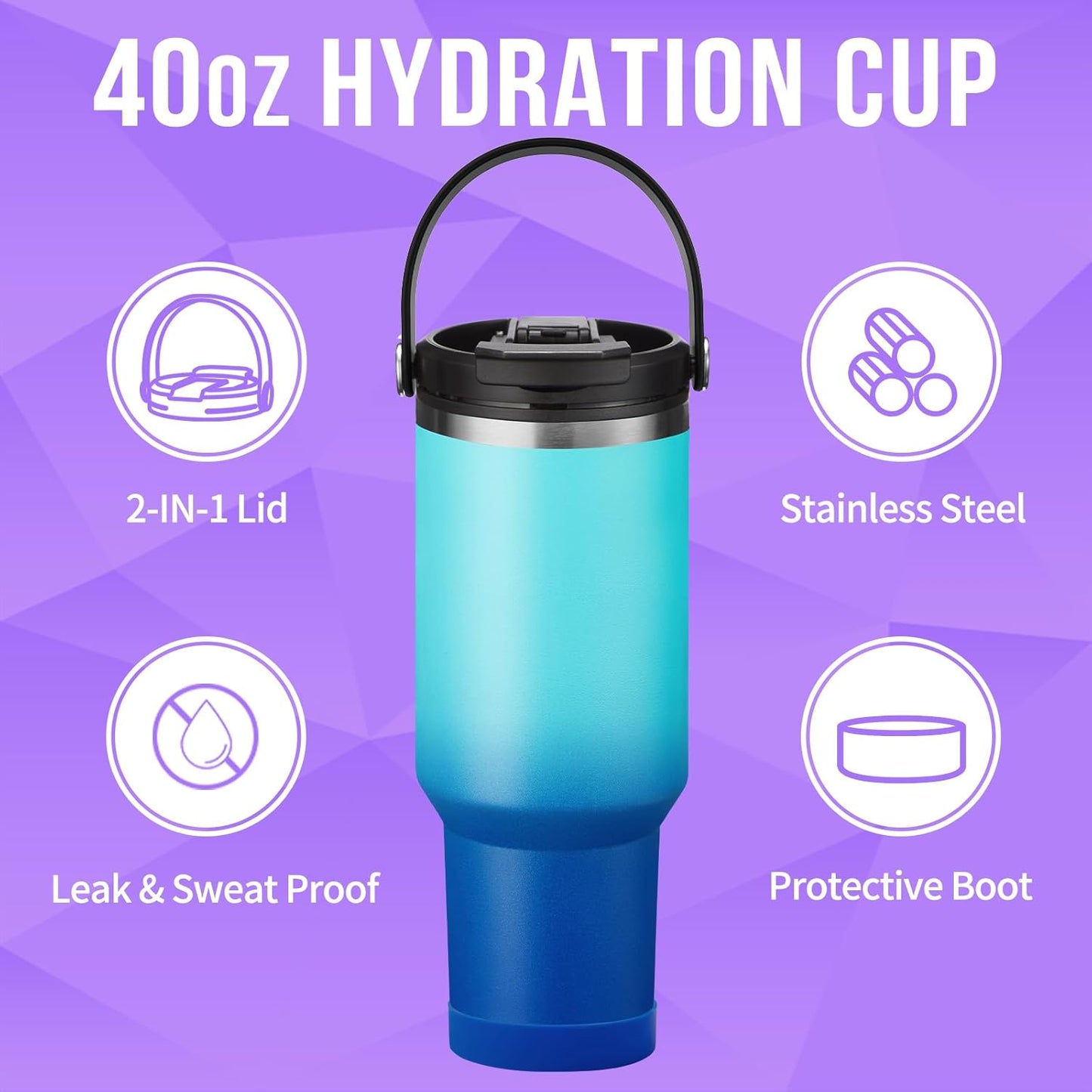 30 oz Tumbler with Handle and Straw - Keep Cold 36H & Hot 12H, Metal Coffee Cup with Lid (Straw & Flip Lid), 30oz Insulated Stainless Steel Thermal Mug, Leak-proof Travel Water Bottle