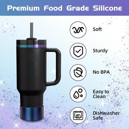 Glossy Gradient Silicone Boot, Compatible with Stanley H2.0 20-40oz & IceFlow 20-30oz, Chameleon Metallic Shimmer Cup Sleeve Protector for Hydroflask and Bottle Bottom with 2.8-3in