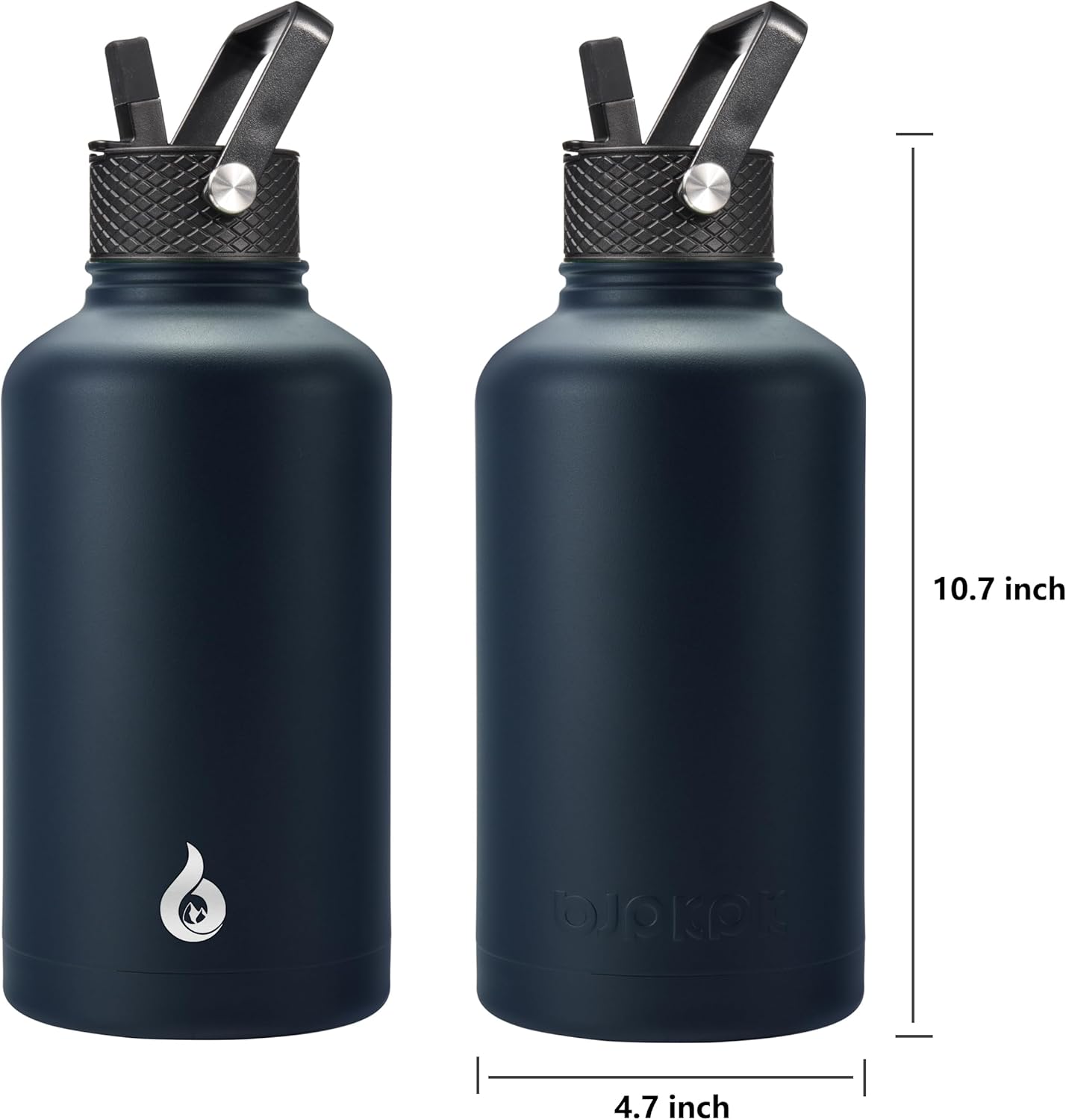 BJPKPK Insulated Water Bottles with Straw Lid, 40oz Stainless Steel Water Bottles with 3 Lids, BPA Free Leakproof Thermo, Tumblers, Cups for Sports, Gym- Midnight - Colors A