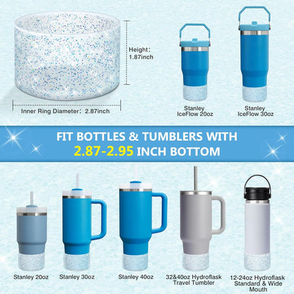 WUQID Protective Bling Silicone Boot Sleeve, Compatible with Stanley Tumbler 20-40oz & Hydro Flask Bottle 12oz-24oz, Glitter Reduces Dents Sleeve Cover for More Bottles/Tumblers Bottom of 2.83-2.95in