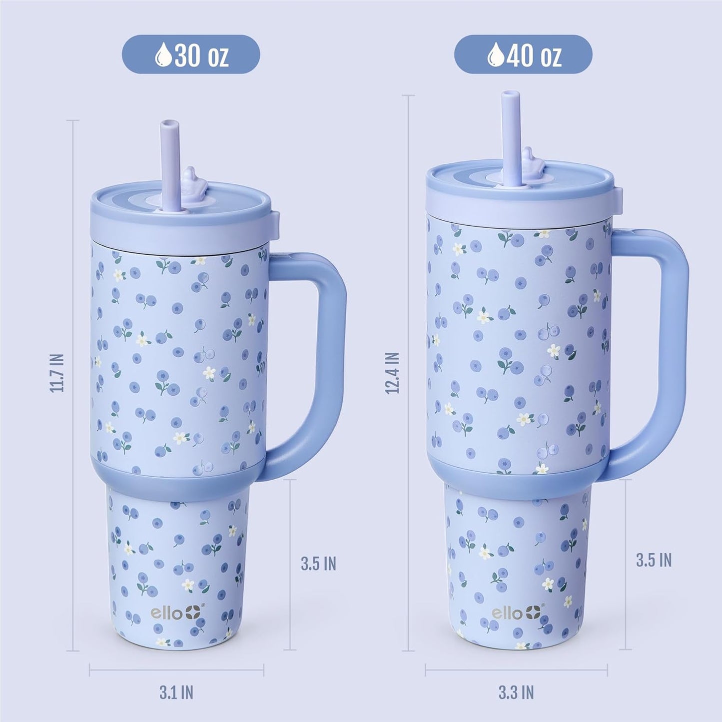 Ello Oasis 40 oz Tumbler with Handle & Retracting Straw | Reusable Insulated Stainless Steel Cup 100% Leakproof, Gifts for Teens Women Men | Keeps cold for 24 Hours, Cup Holder Friendly, Daisies