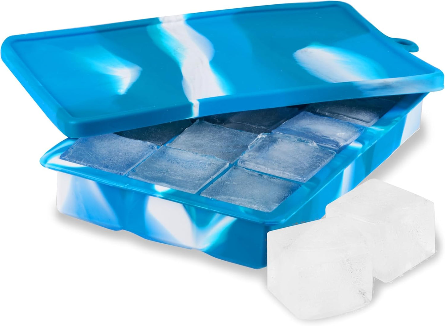 Host Ice Cube Tray, Makes Four 5-Inch Long Cubes, Durable Silicone Trays with Easy Release Design, Perfect for Water Bottles and Highball Glasses, Home Bar Accessories, Set of 1, Marble