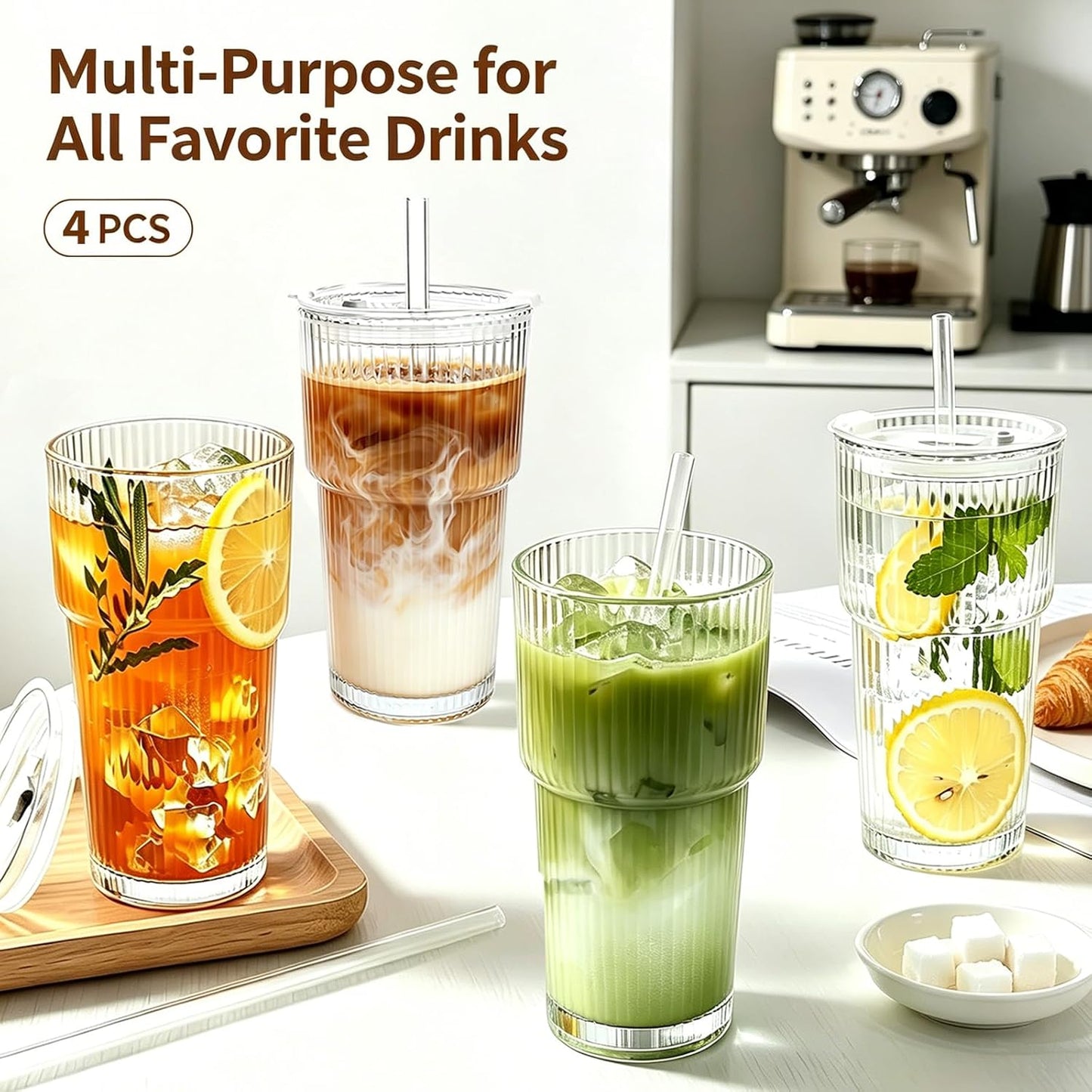 Reusable Plastic Boba Cup With Lids And Straws, 24Oz/700ml Smoothie Cups, Iced Coffee Cup, Leakproof Kawaii Cup, Boba Tumbler With Boba Reusable Straw,Double Wall Clear Bubble Tea Cup