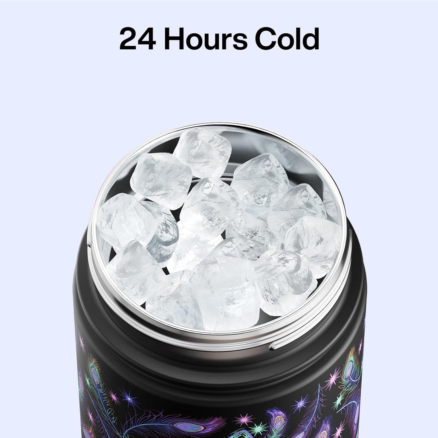 ENCOOL Insulated Water Bottle with Straw Stainless Steel Water Bottle, Leak-Proof, BPA-Free, Double Wall Vacuum Keeps Cold for 24 Hours for Sports, Travel, School (26 oz, Cotton Candy) - Colors B