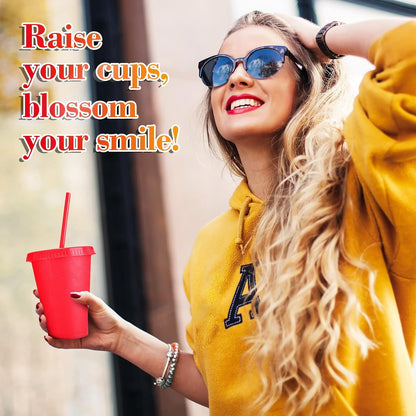 Sieral 30 Pack Cups with Lids and Straws Kids Tumbler with Straw Reusable Water Bottle Iced Coffee Travel Mug Adults Plastic Cups for Parties 16 oz (Candy Colors)