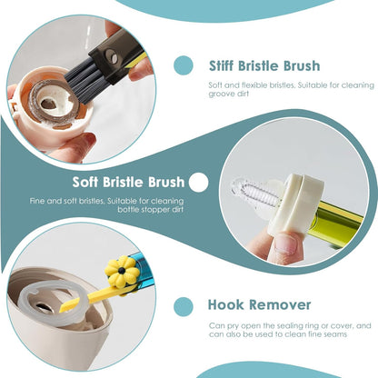 3 in 1 Cup Lid Cleaning Brush, 4PCS Multifunctional Crevice Cleaning Brush for Water Bottle Insulated Cup Tumbler Lid Groove Narrow Space Detail Cleaner Home Kitchen Gadgets