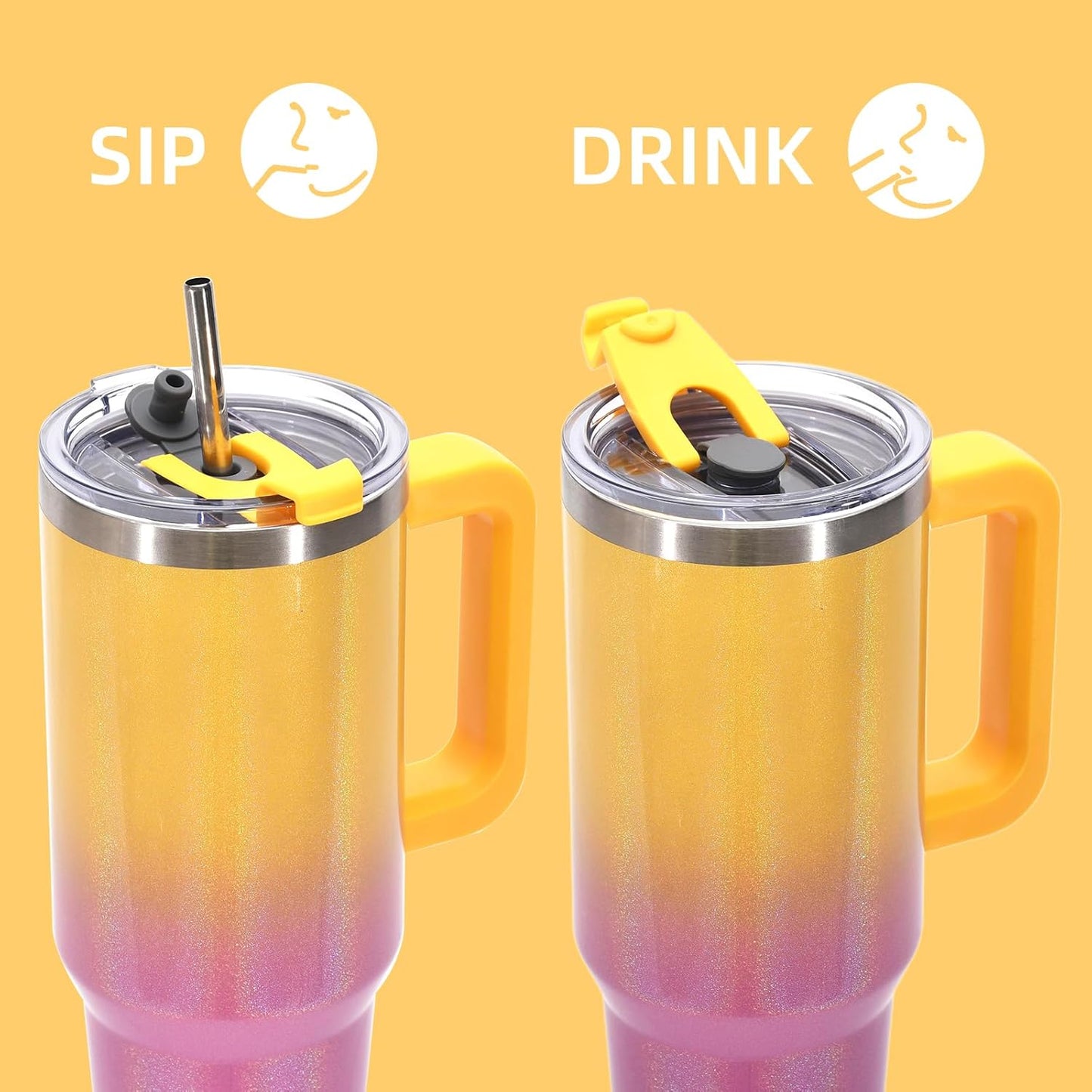 40 oz Tumbler with Handle,Tumbler with Lid and Straw,Double Wall Insulated Cup Stainless Steel Travel Mug(Cold for 34 Hours),Water Bottle for Iced Tea,Coffee,Cold Beverages(Purple)