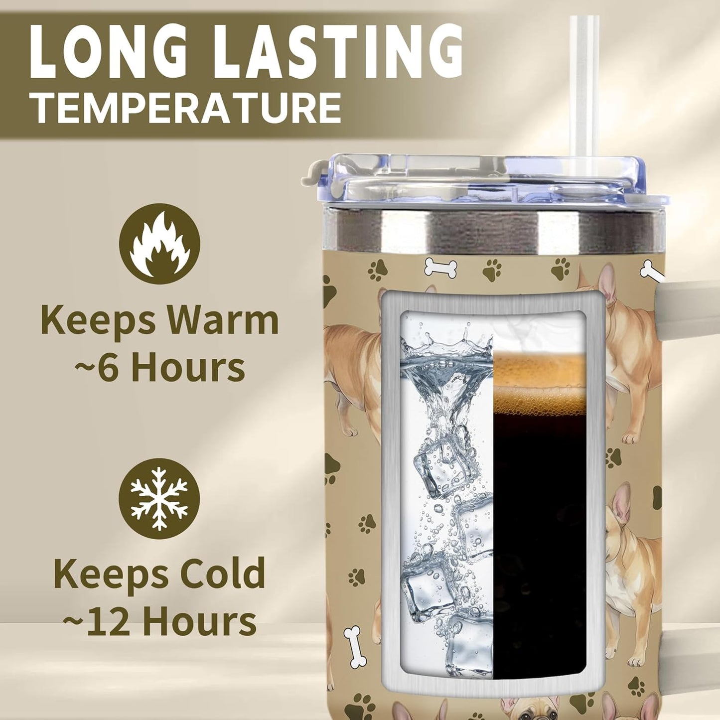 Beagle Gifts for Women Men, 40oz Stainless Steel Insulated Tumbler Travel Cup Mug, Funny and Unique Beagle Gifts for Dog Lover - Colors B
