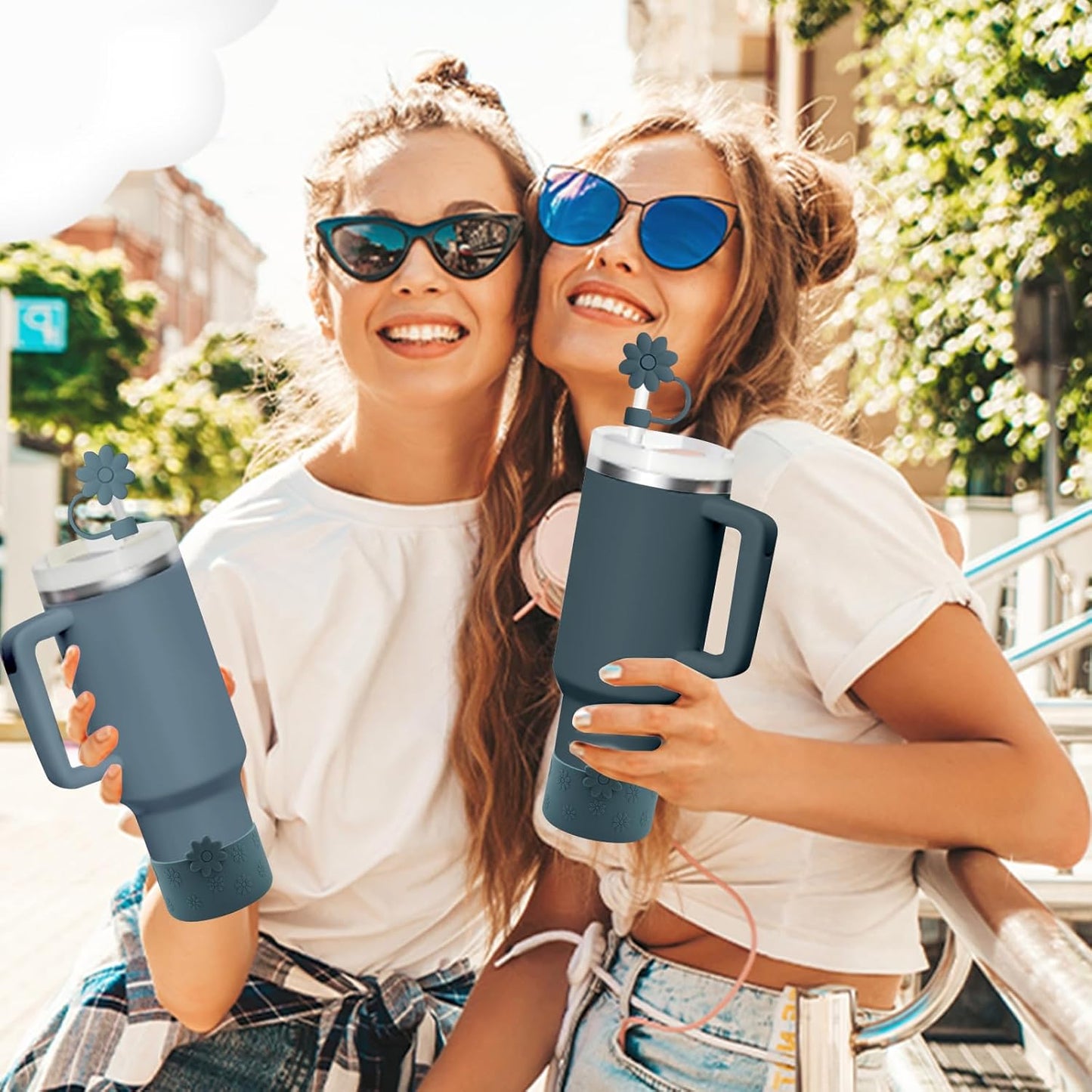 Hpbel Protective Silicone Boot for Stanley Cup Accessories Compatible with Stanley Cup Boot 40/30z and More Bottles with 2.95in Bottom for Water Bottle Flower Tumbler Accessories