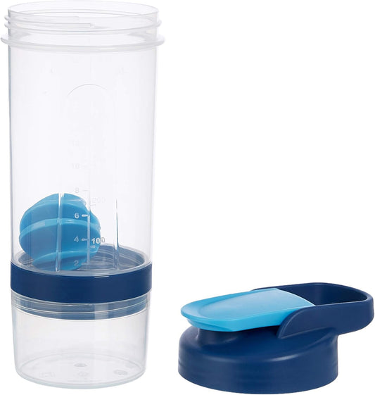 Amazon Basics Protein Shaker Bottle with Mixer Ball, Dishwasher Safe, 20 oz, Gray, 2-Pack