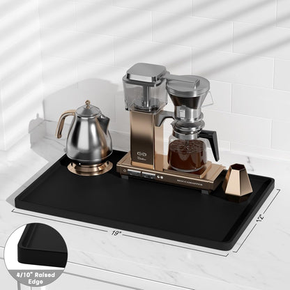 Rnivvi Silicone Coffee Mat, 16" x 24" Waterproof Raised Edge Coffee Bar Mats for Espresso Machine Station Accessories, Heat Resistant Detachable Dish Drying Pad for Kitchen Counter, Dish Rack, Green