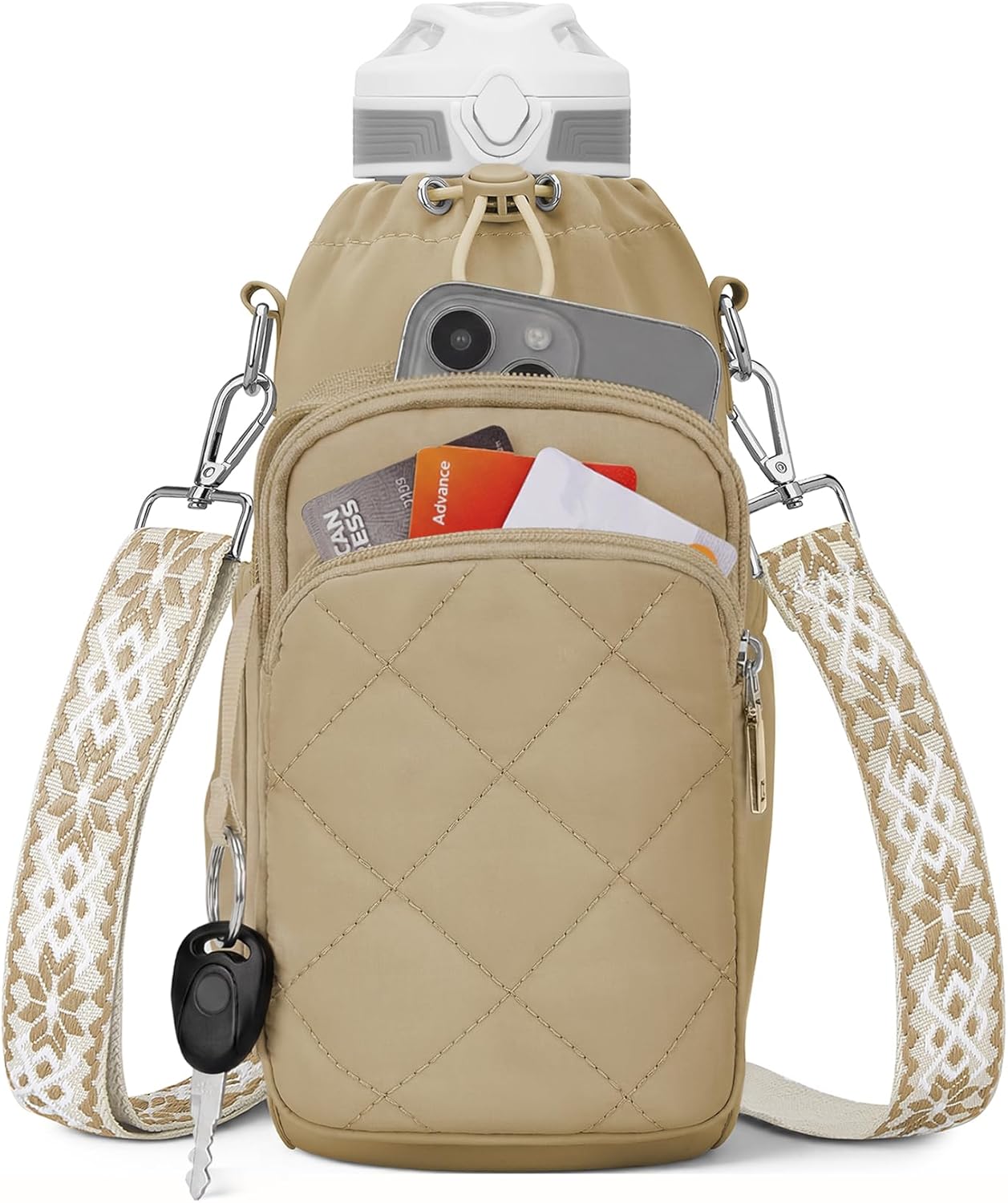 SYTRAH Water Bottle Bag Crossbody，Insulated Water Bottle Purse Crossbody Water Bottle Holder with Strap 40 oz