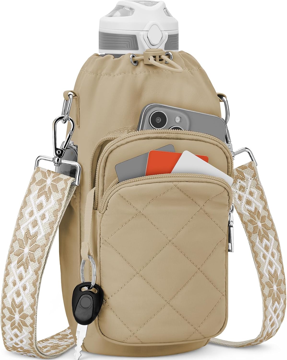 SYTRAH Water Bottle Bag Crossbody，Insulated Water Bottle Purse Crossbody Water Bottle Holder with Strap 40 oz